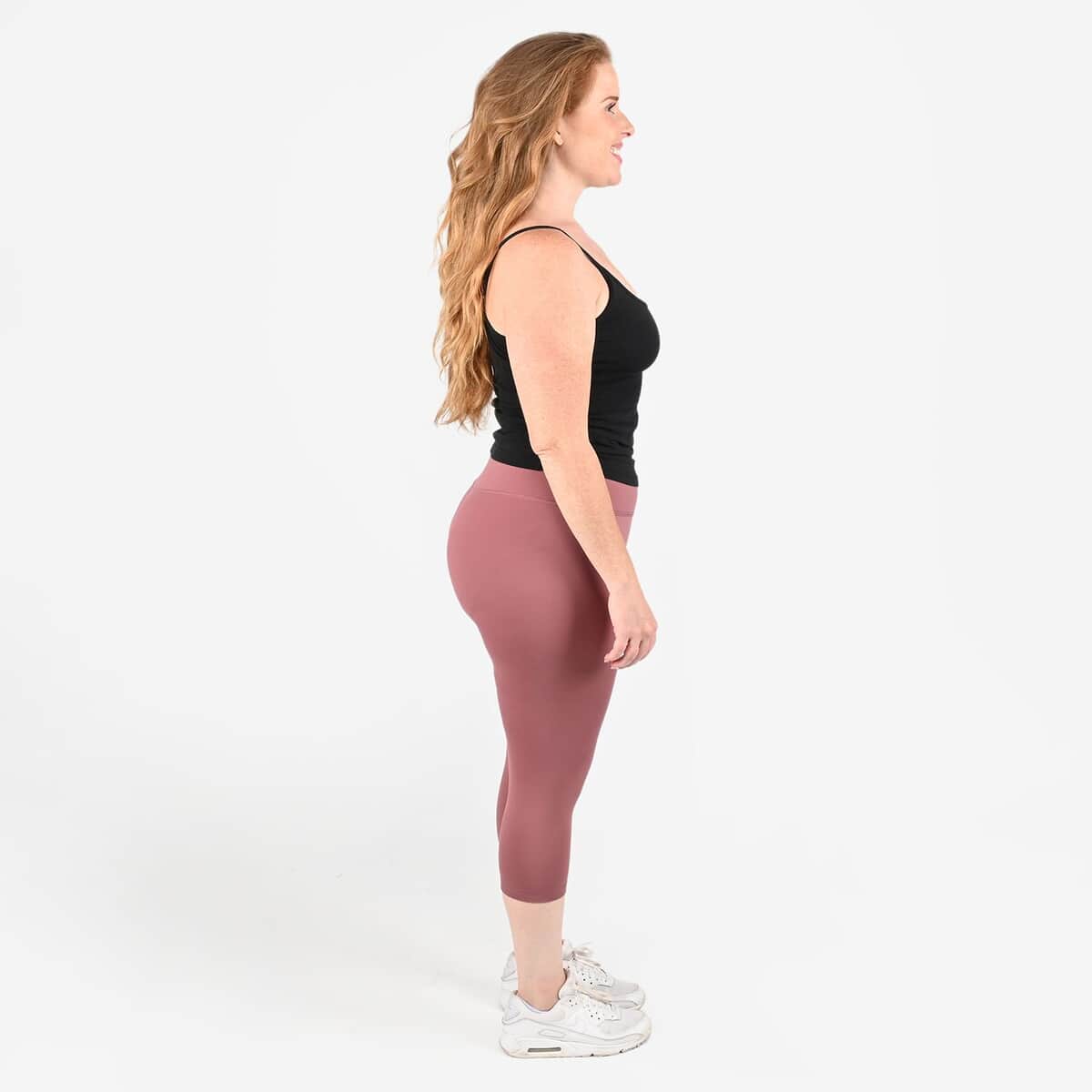 Tamsy Blush Pink High Waisted Capri Leggings -XL image number 2