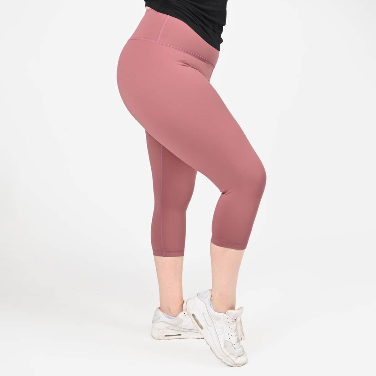 Tamsy Blush Pink High Waisted Capri Leggings -XL image number 3