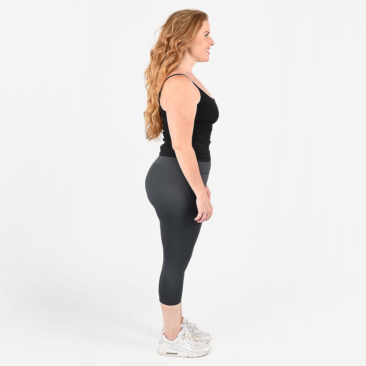 Tamsy Gray High Waisted Capri Leggings -2X image number 2