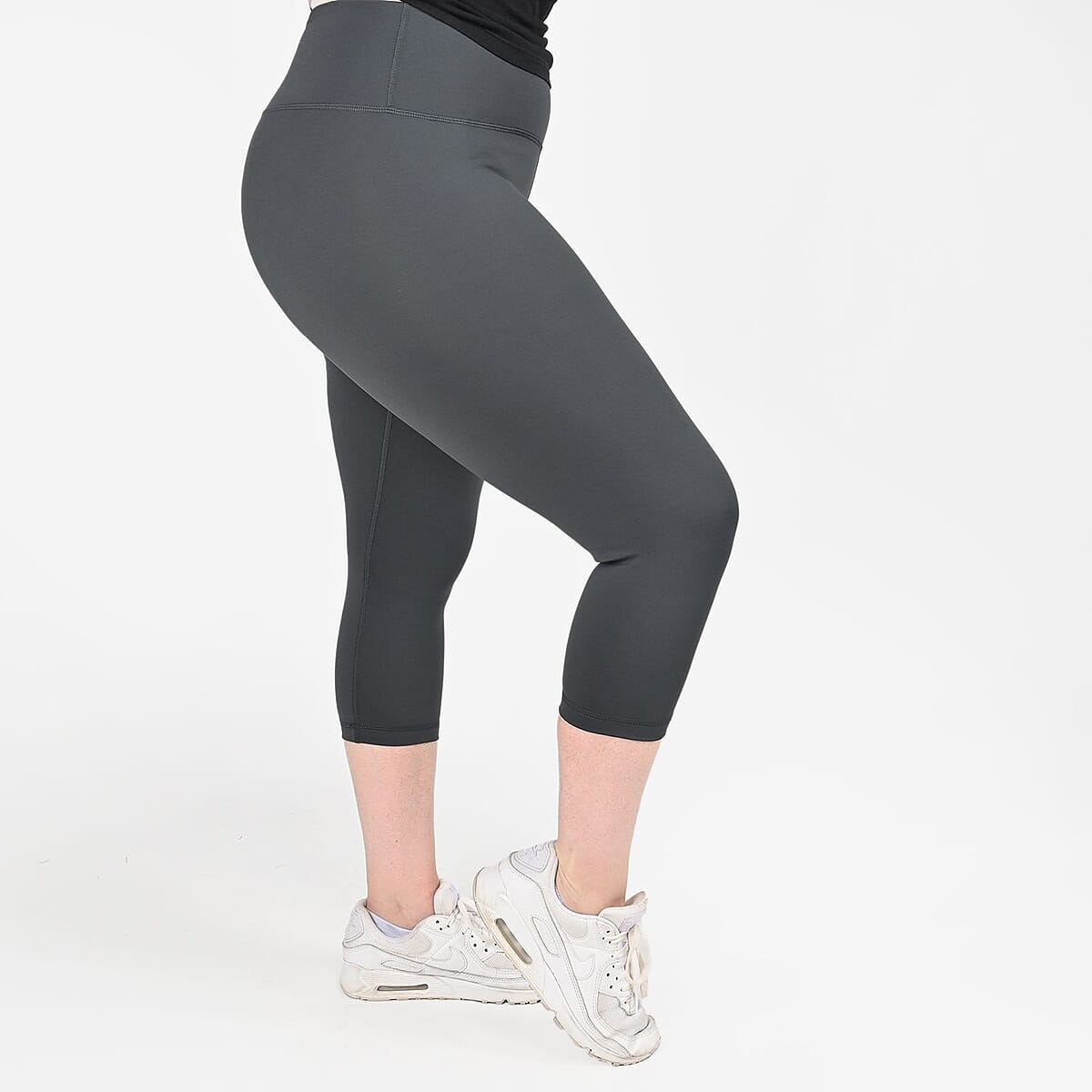 Tamsy Gray High Waisted Capri Leggings -2X image number 3