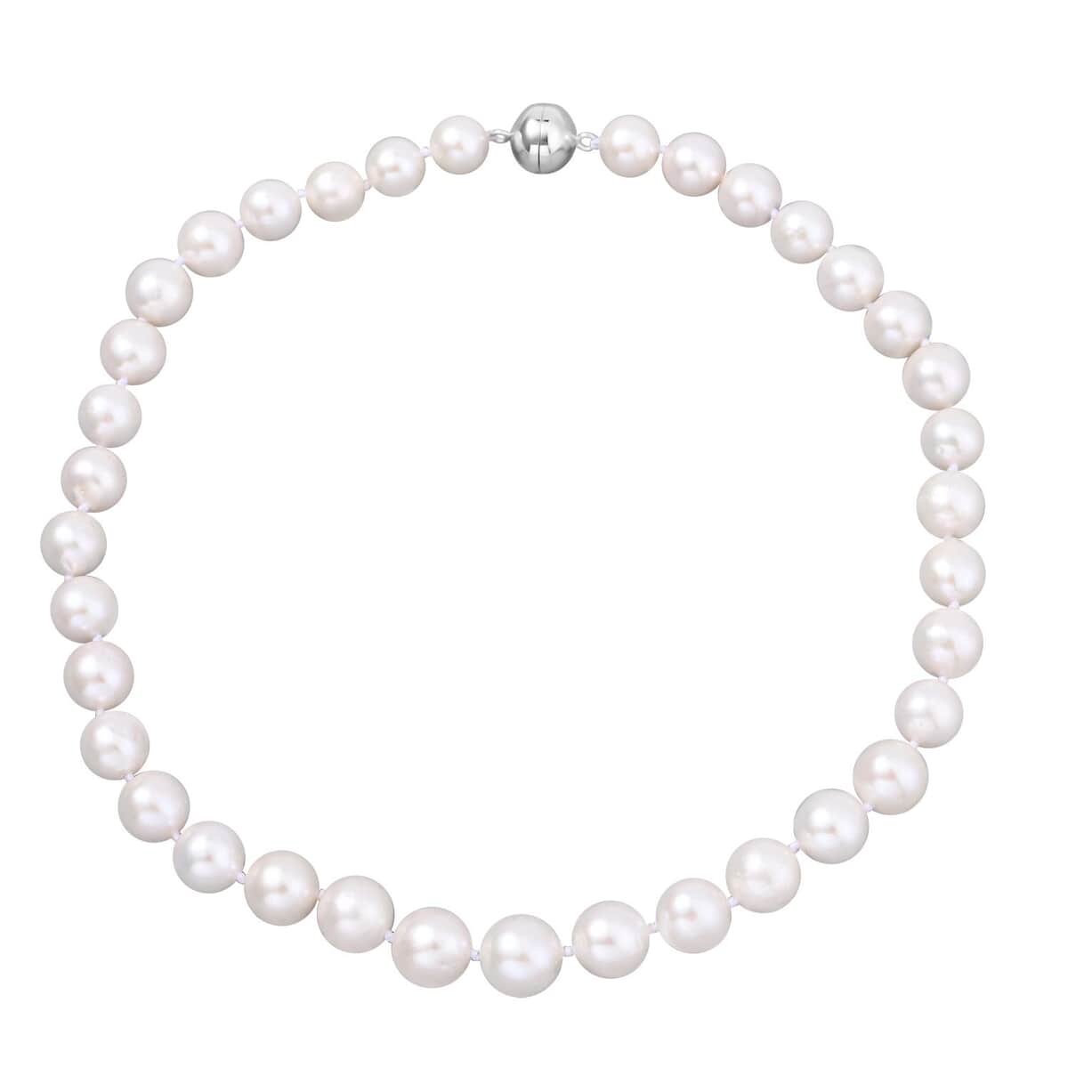 Edison Pearl Beaded Necklace 18 Inches with Magnetic Lock in Rhodium Over Sterling Silver image number 0