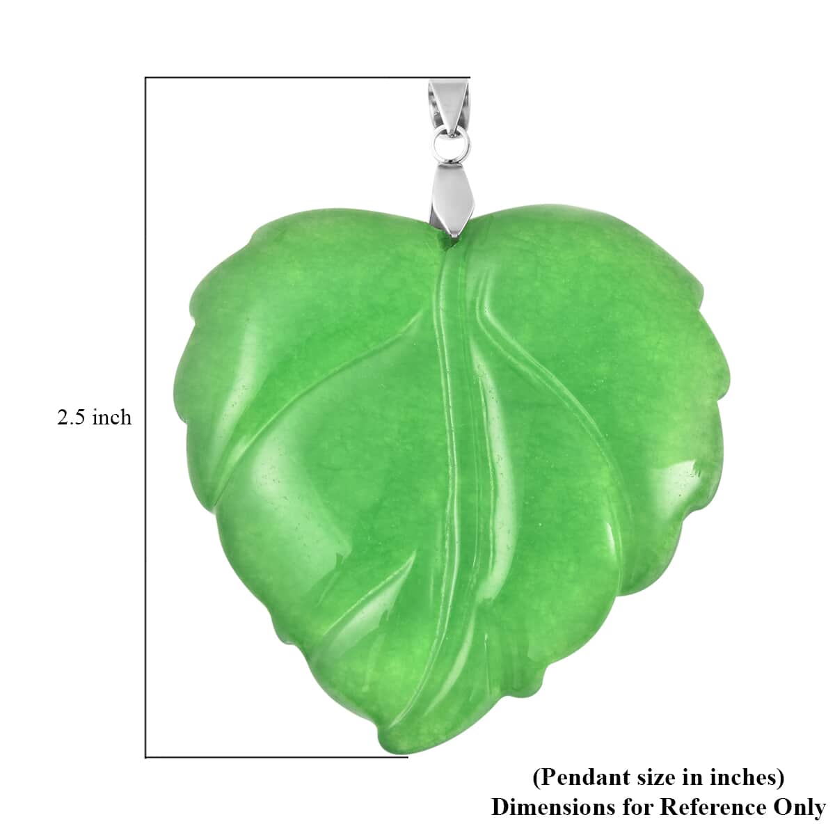 Green Quartz Carved Leaf Pendant in Stainless Steel 131.50 ctw image number 3