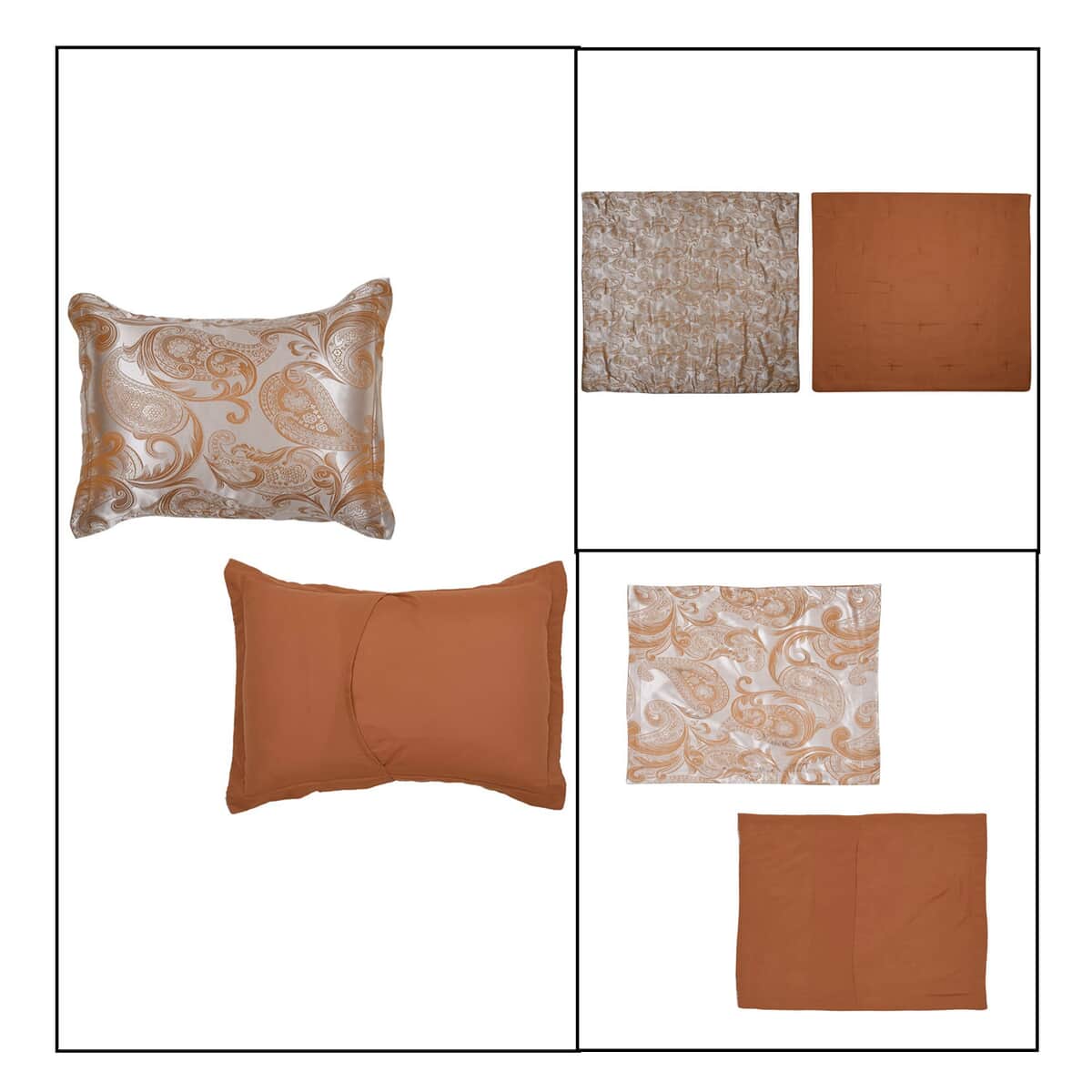Homesmart Golden Satin Jacquard Floral Pattern Comforter Set - 1 Comforter and 2 Pillowcases (Queen Size) image number 6