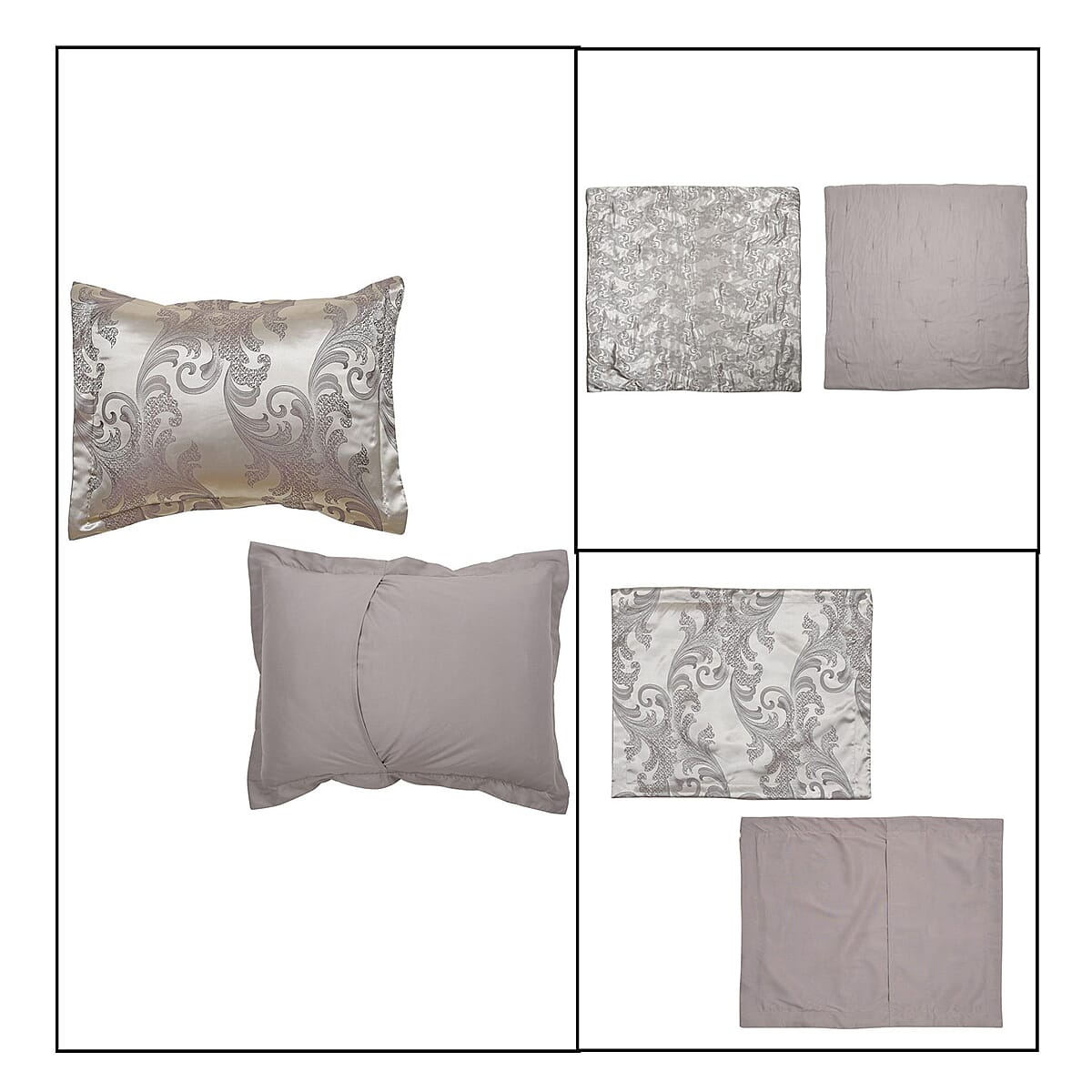 Homesmart Brown Satin Jacquard Floral Pattern Comforter Set - 1 Comforter and 2 Pillowcases (Queen Size) image number 6