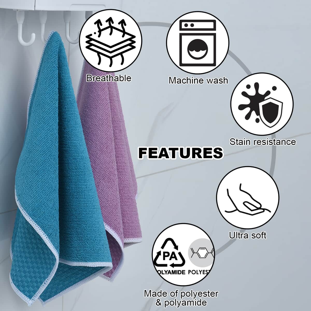 Homesmart Set of 12 Blue Auto Cleaning Towel image number 2