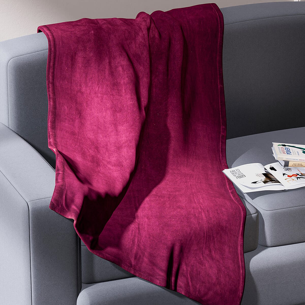 Magenta Solid Color Coral Fleece Blanket (Microfiber) image number 1