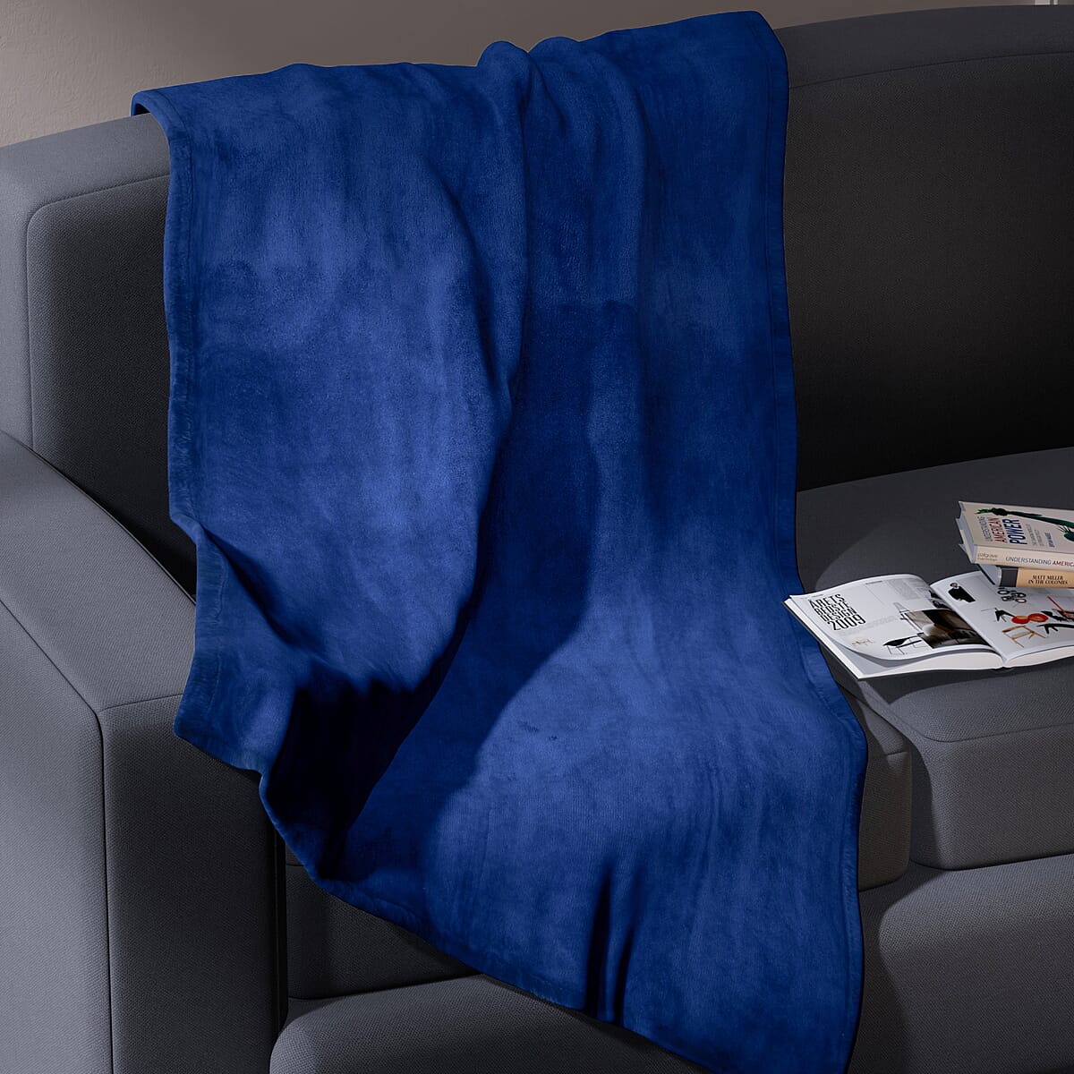 Blue Depths Solid Color Coral Fleece Blanket (Microfiber) image number 1