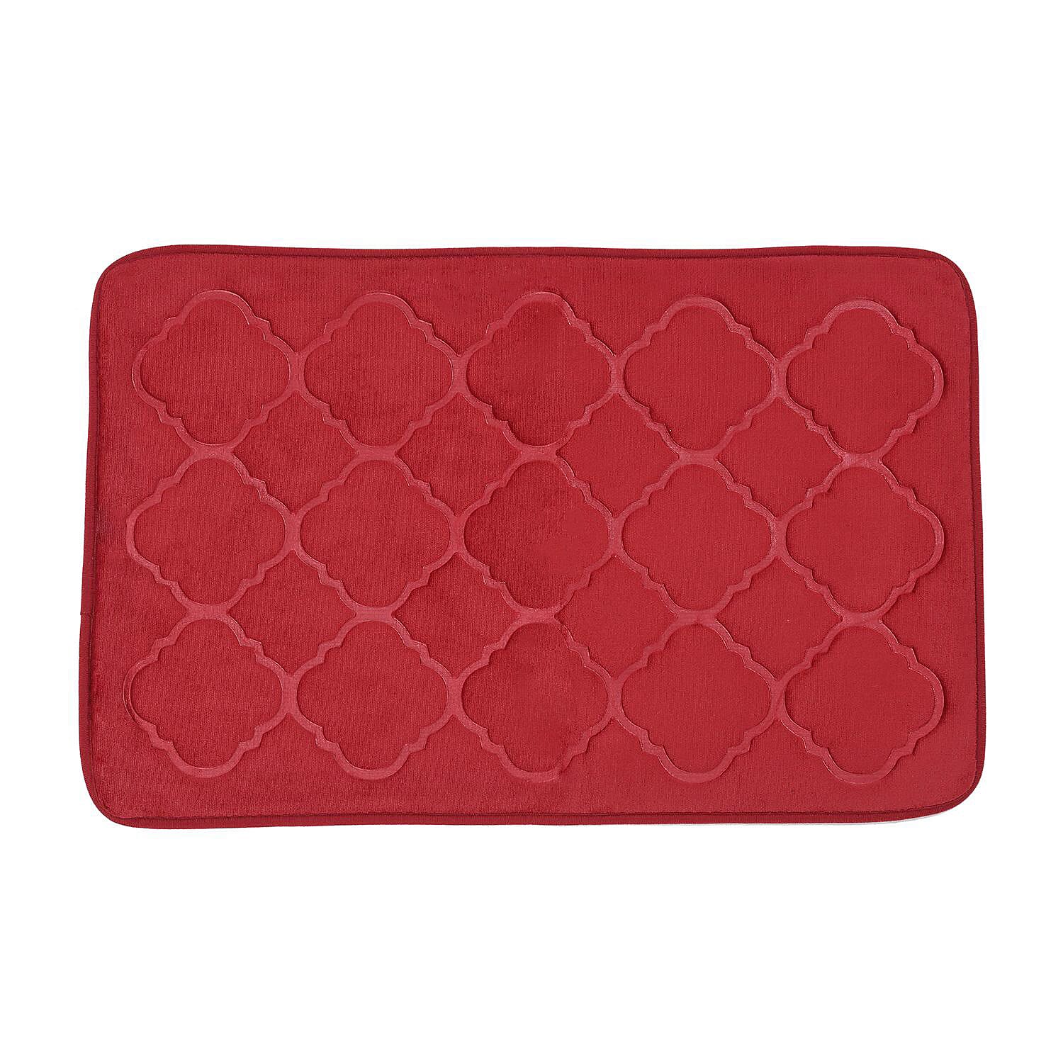 Homesmart Red Embossed Flannel Non-Woven Anti Slip Dot Backing Bath Mat and Contour Toilet Mat, Anti-Skid Quick Drying Handwash Bath Mat, Non Slip Bathroom Rug