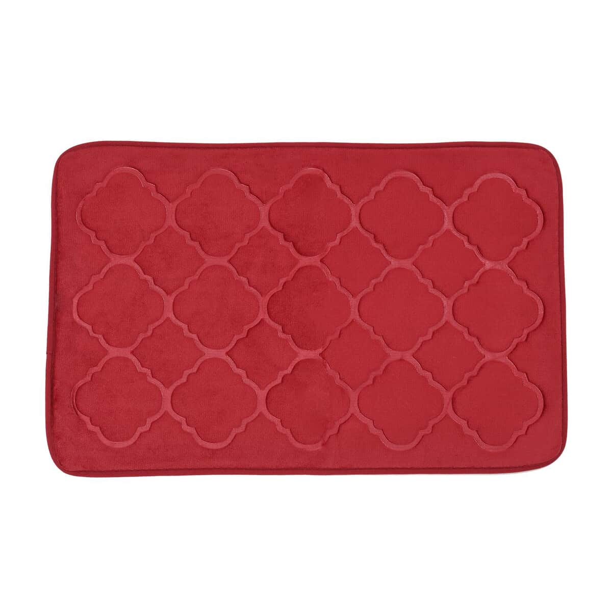 HOMESMART Red Embossed Flannel Non-Woven Anti Slip Dot Backing Bath Mat (19"x31") and Contour Toilet Mat (19"x15") image number 4