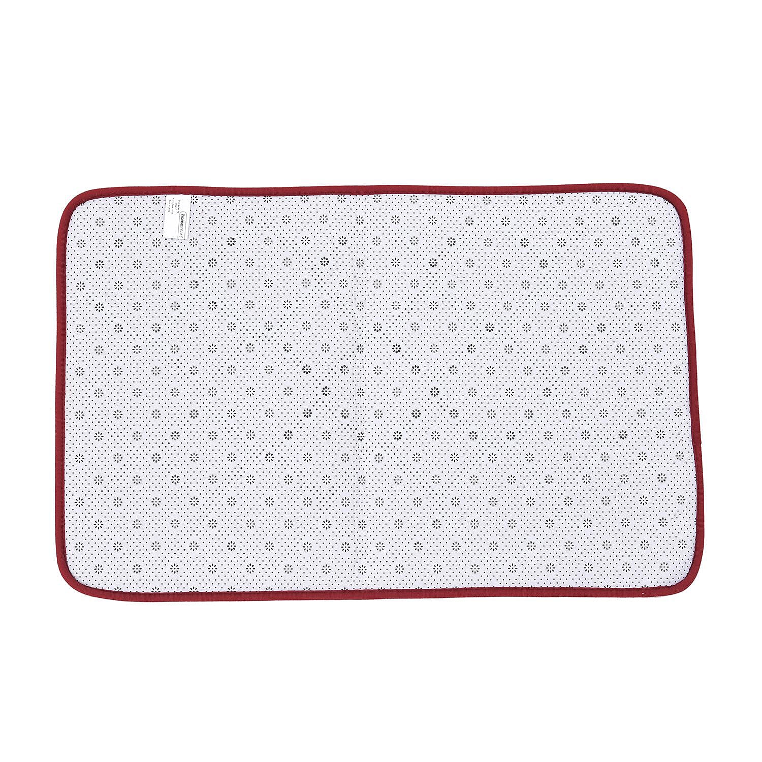 Homesmart Red Embossed Flannel Non-Woven Anti Slip Dot Backing Bath Mat and Contour Toilet Mat, Anti-Skid Quick Drying Handwash Bath Mat, Non Slip Bathroom Rug
