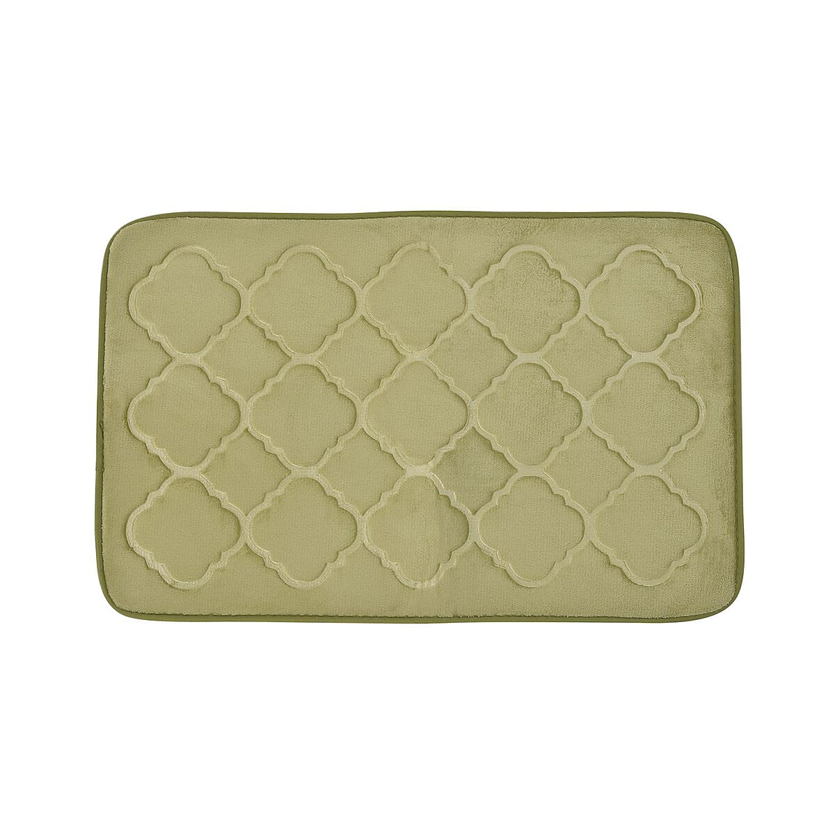 Homesmart Green Embossed Flannel Non-Woven Anti Slip Dot Backing Bath Mat and Contour Toilet Mat, Anti-Skid Quick Drying Handwash Bath Mat, Non Slip Bathroom Rug image number 4