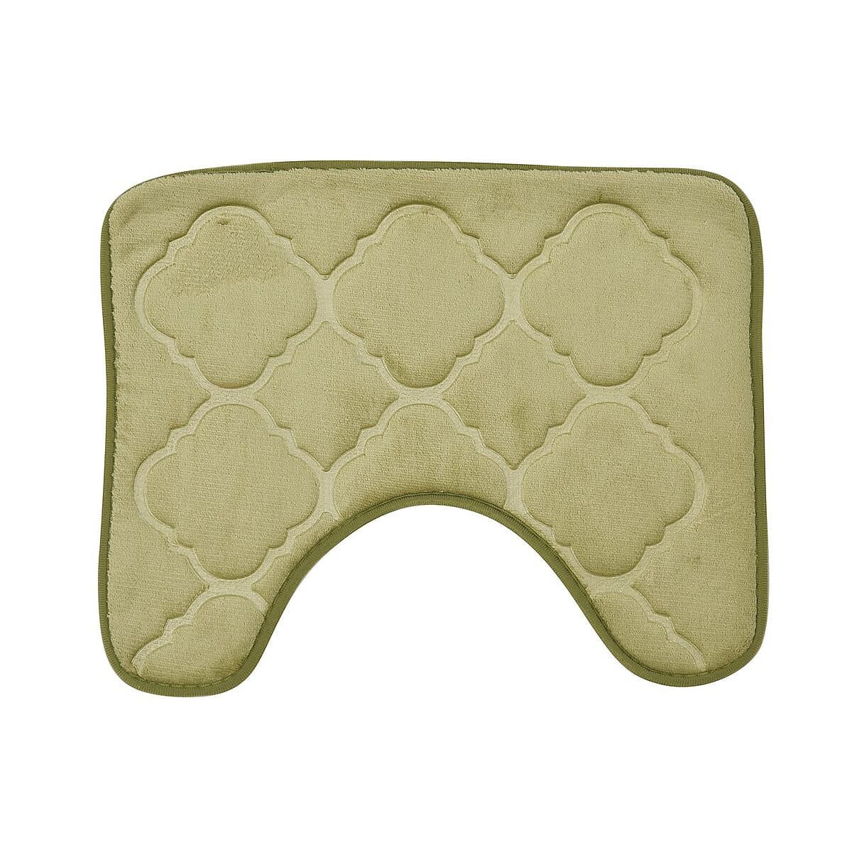 Homesmart Green Embossed Flannel Non-Woven Anti Slip Dot Backing Bath Mat and Contour Toilet Mat, Anti-Skid Quick Drying Handwash Bath Mat, Non Slip Bathroom Rug image number 6