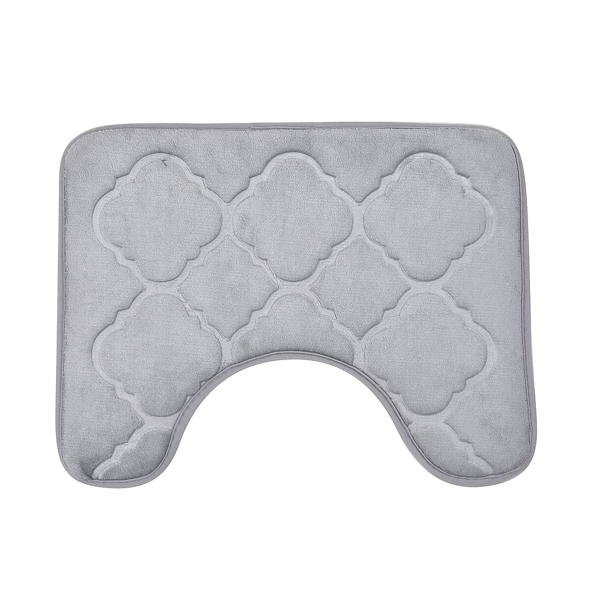 Homesmart Gray Embossed Flannel Non-Woven Anti Slip Dot Backing Bath Mat and Contour Toilet Mat, Anti-Skid Quick Drying Handwash Bath Mat, Non Slip Bathroom Rug image number 6