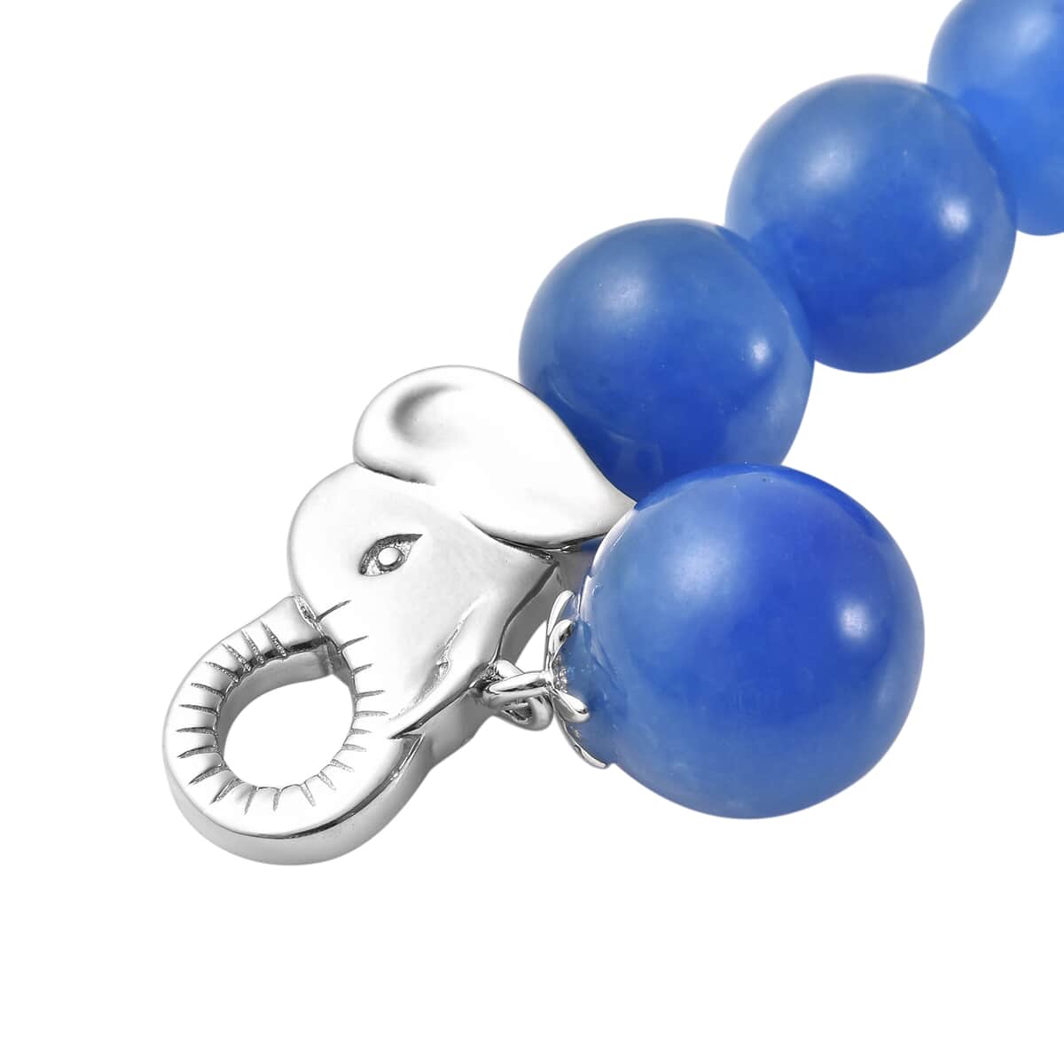 Blue Jade 10-12mm Beaded Charm Bracelet in Rhodium Over Sterling Silver (6.50 In) 122.25 ctw image number 3