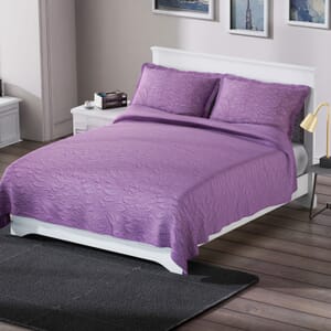 Homesmart Mauve 3D Pinsonic Embossed Pattern Quilt with 2 Shams - Queen (Microfiber)