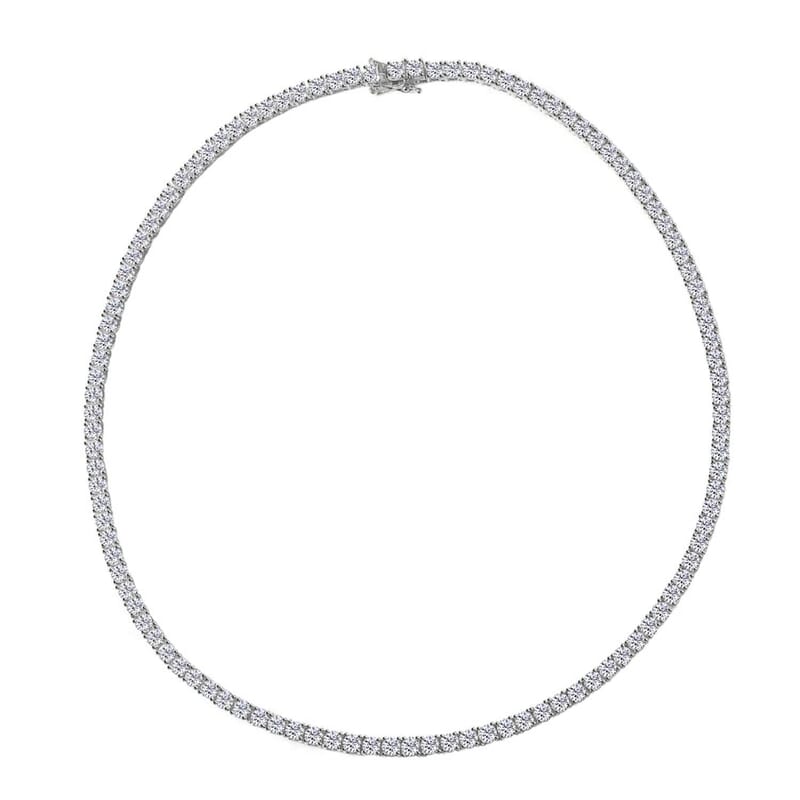 Lustro Stella Finest CZ Tennis Necklace, Finest Cubic Zirconia Necklace,  18 Inch Necklace, Rhodium Over Sterling Silver Necklace, Gifts For Her 48.15 ctw