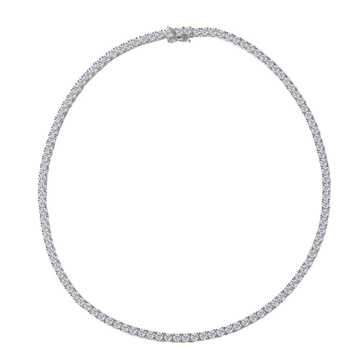 LUSTRO STELLA Finest CZ Tennis Necklace 18 Inches in Rhodium Over Sterling Silver 24.15 Grams 48.15 ctw image number 0