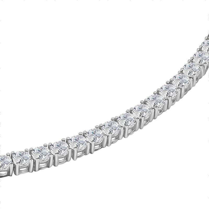 Lustro Stella Finest CZ Tennis Necklace, Finest Cubic Zirconia Necklace,  18 Inch Necklace, Rhodium Over Sterling Silver Necklace, Gifts For Her 48.15 ctw