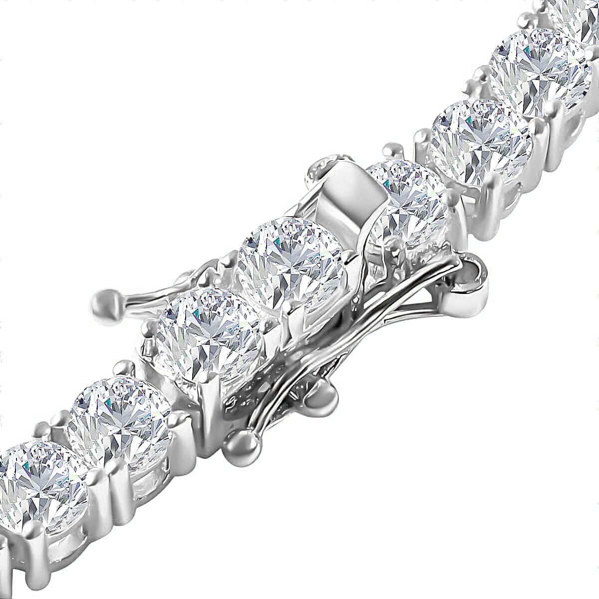 Lustro Stella Finest CZ Tennis Necklace, Finest Cubic Zirconia Necklace,  16 Inch Necklace, Rhodium Over Sterling Silver Necklace, Gifts For Her 44.10 ctw image number 4