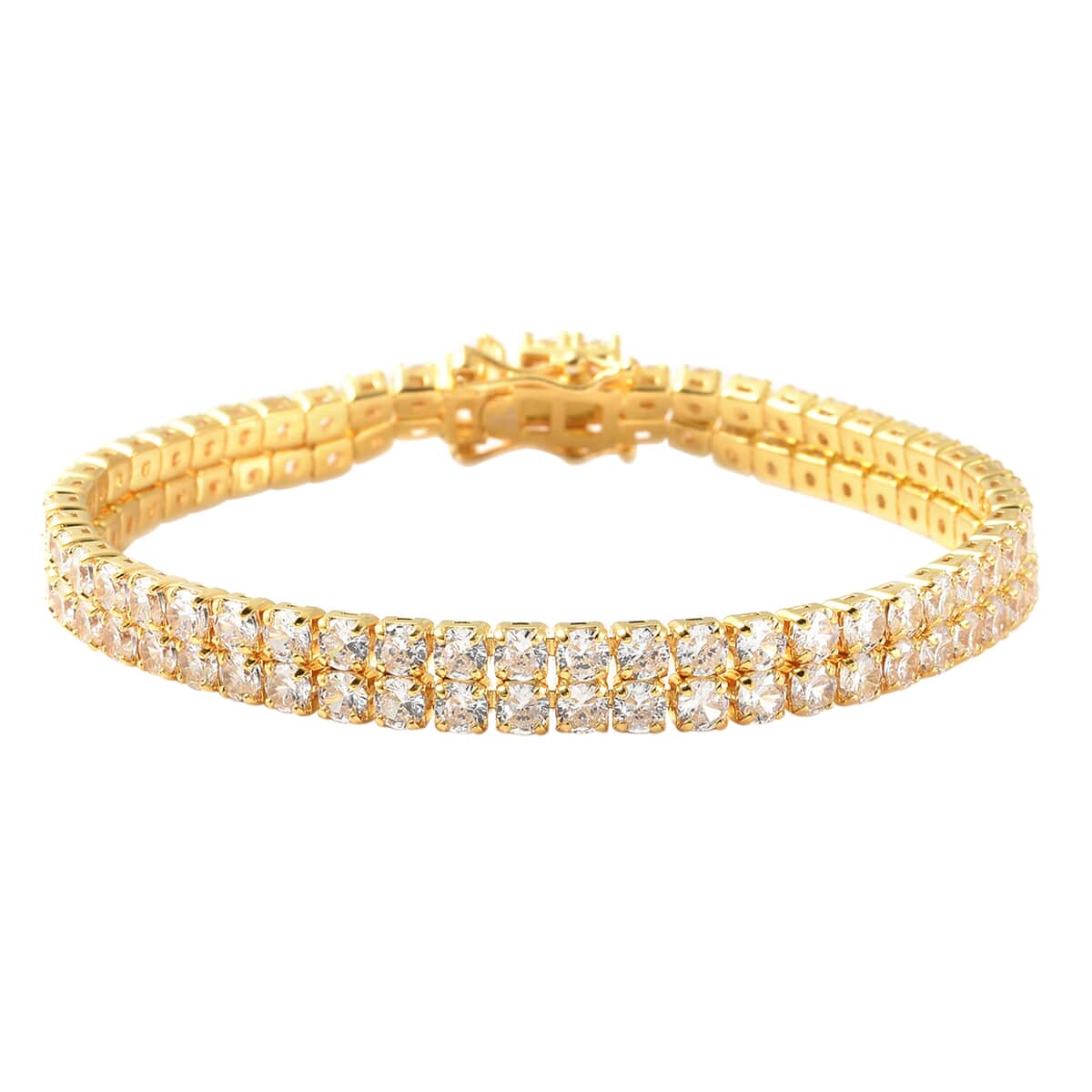 Lustro Stella Finest CZ Double Row Tennis Bracelet in 14K YG Over Sterling Silver (6.50 In) 12.50 ctw image number 0