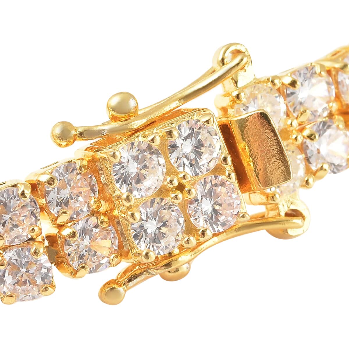 Lustro Stella Finest CZ Double Row Tennis Bracelet in 14K YG Over Sterling Silver (6.50 In) 12.50 ctw image number 2