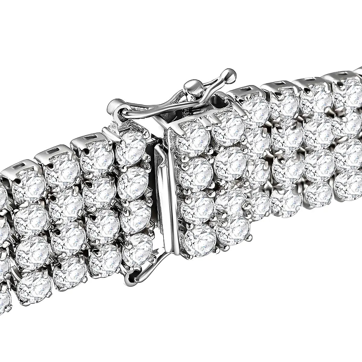 Lustro Stella Finest CZ Multi Row Tennis Bracelet, Cubic Zirconia Bracelet, Rhodium Over Sterling Silver Bracelet, Silver Tennis Bracelet (6.50 In) 25.00 ctw