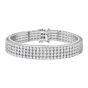 Lustro Stella Finest CZ Multi Row Tennis Bracelet, Cubic Zirconia Bracelet, Rhodium Over Sterling Silver Bracelet, Silver Tennis Bracelet (7.25 In) 29.00 ctw