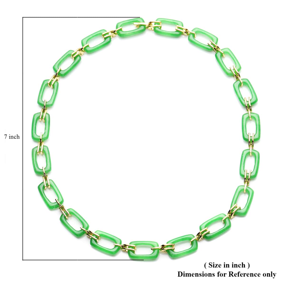 Green Jade Paper Clip Necklace 18 Inches in Vermeil Yellow Gold Over Sterling Silver 17.25 Grams 119.00 ctw image number 4