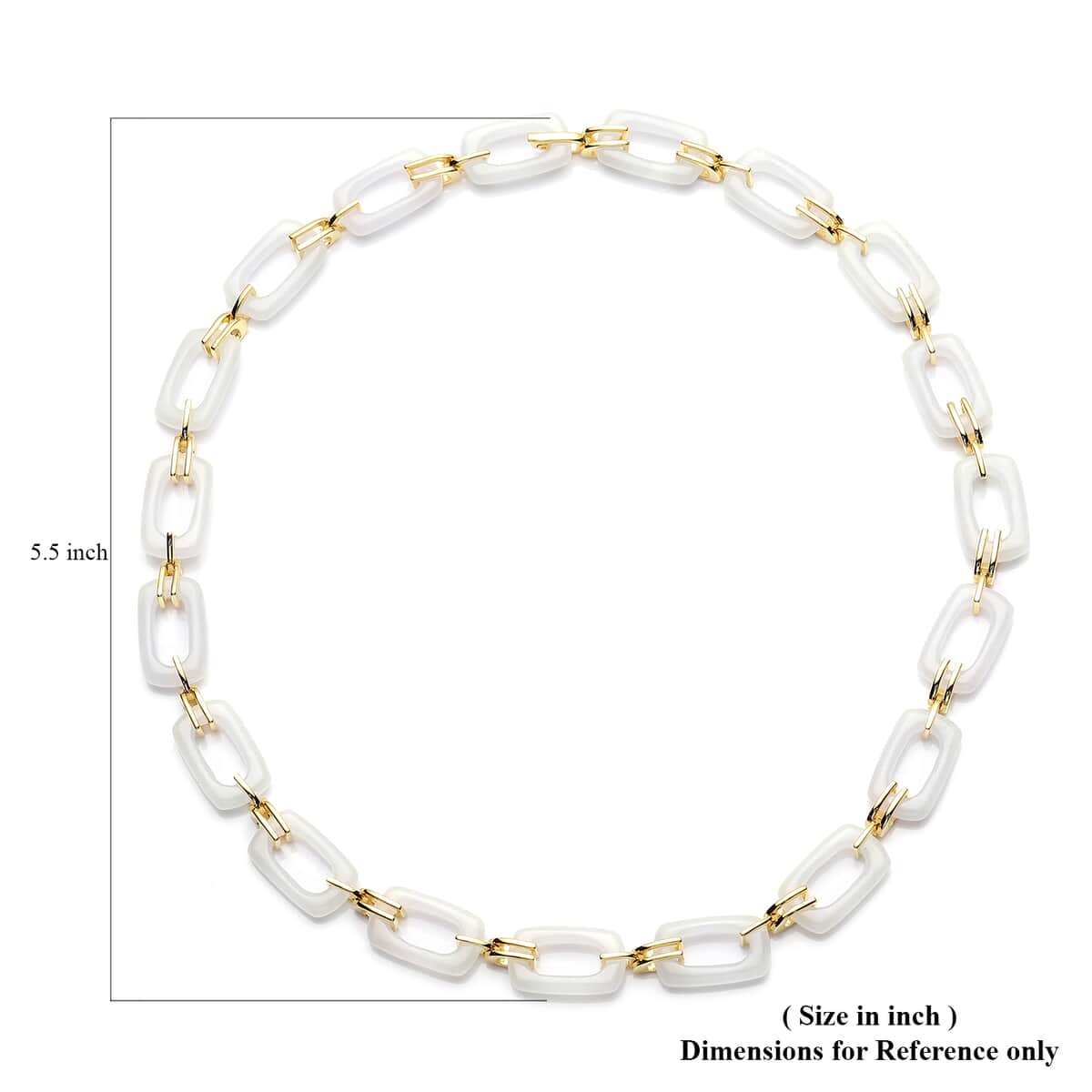 White Jade Paper Clip Necklace 18 Inches in Vermeil Yellow Gold Over Sterling Silver 117.10 ctw image number 4