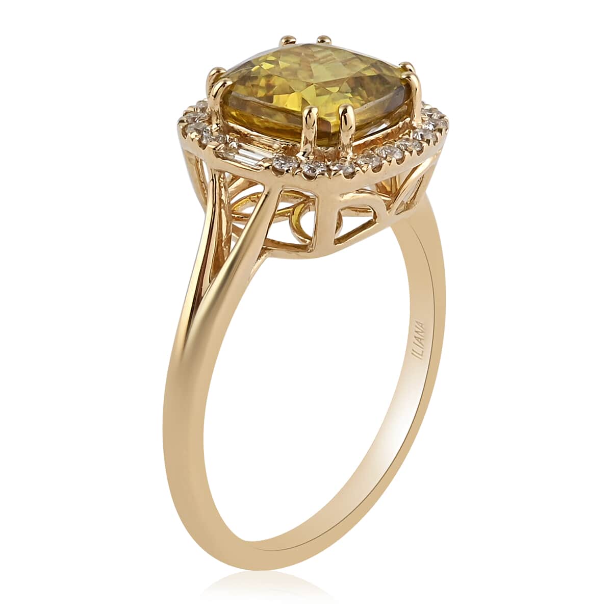 ILIANA 18K Yellow Gold AAA Sava Sphene and G-H SI Diamond Halo Ring (Size 8.0) 4.70 Grams 5.10 ctw image number 3