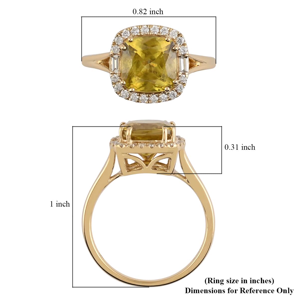 ILIANA 18K Yellow Gold AAA Sava Sphene and G-H SI Diamond Halo Ring (Size 8.0) 4.70 Grams 5.10 ctw image number 4