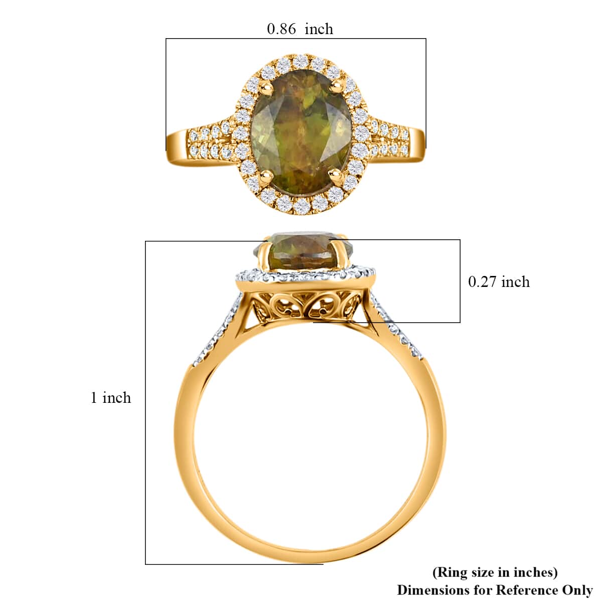 Iliana 18K Yellow Gold AAA Sava Sphene and G-H SI Diamond Halo Ring (Size 10.0) 4.35 Grams 3.65 ctw image number 4