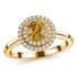 ILIANA 18K Yellow Gold AAA Sava Sphene and Diamond G-H SI Double Halo Ring (Size 7.0) 4.10 Grams 1.50 ctw image number 0