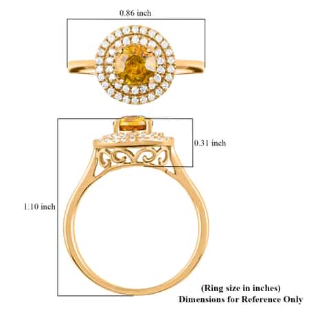 ILIANA 18K Yellow Gold AAA Sava Sphene and Diamond G-H SI Double Halo Ring (Size 7.0) 4.10 Grams 1.50 ctw image number 4
