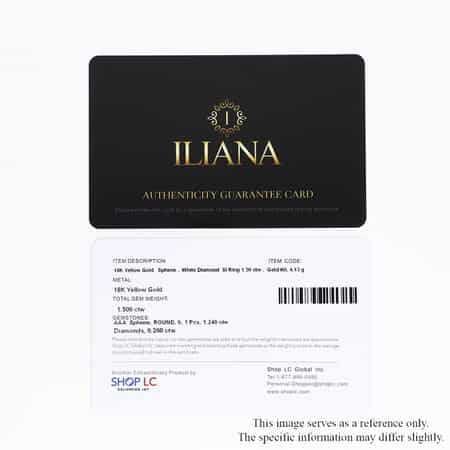 Iliana 18K Yellow Gold AAA Sava Sphene and G-H SI Diamond Double Halo Ring (Size 7.0) 4.10 Grams 1.50 ctw image number 6