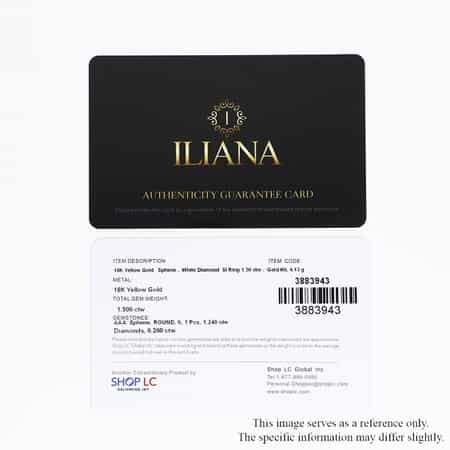 Iliana 18K Yellow Gold AAA Sava Sphene and G-H SI Diamond Double Halo Ring (Size 7.0) 4.10 Grams 1.50 ctw image number 7