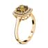 Iliana 18K Yellow Gold AAA Sava Sphene and G-H SI Diamond Double Halo Ring (Size 6.0) 4.25 Grams 1.60 ctw image number 3