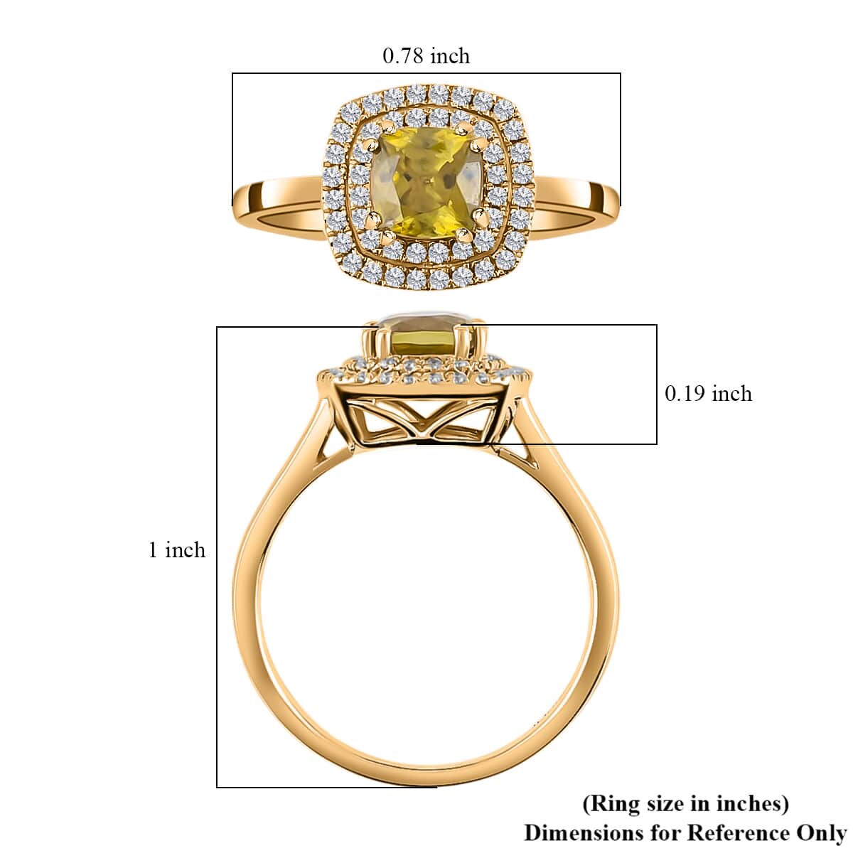 ILIANA 18K Yellow Gold AAA Sava Sphene and G-H SI Diamond Double Halo Ring (Size 7.0) 4.25 Grams 1.60 ctw image number 4