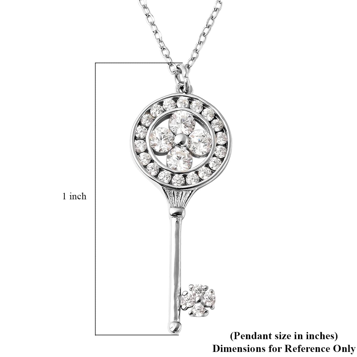 To My Soul Sister, Simulated Diamond Key Pendant Necklace Gift Set, in Rhodium Over Sterling Silver 17 Inches 0.85 ctw image number 5