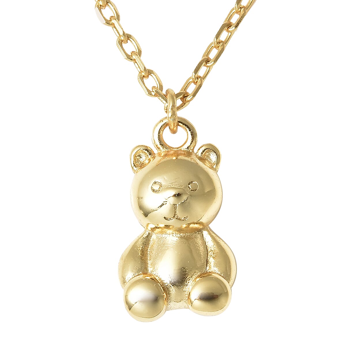 Dear Daughter, 14K YG Over Sterling Silver Teddy Bear Pendant Necklace Floral Card Gift Set 16.50 Inches 2.40 Grams image number 1