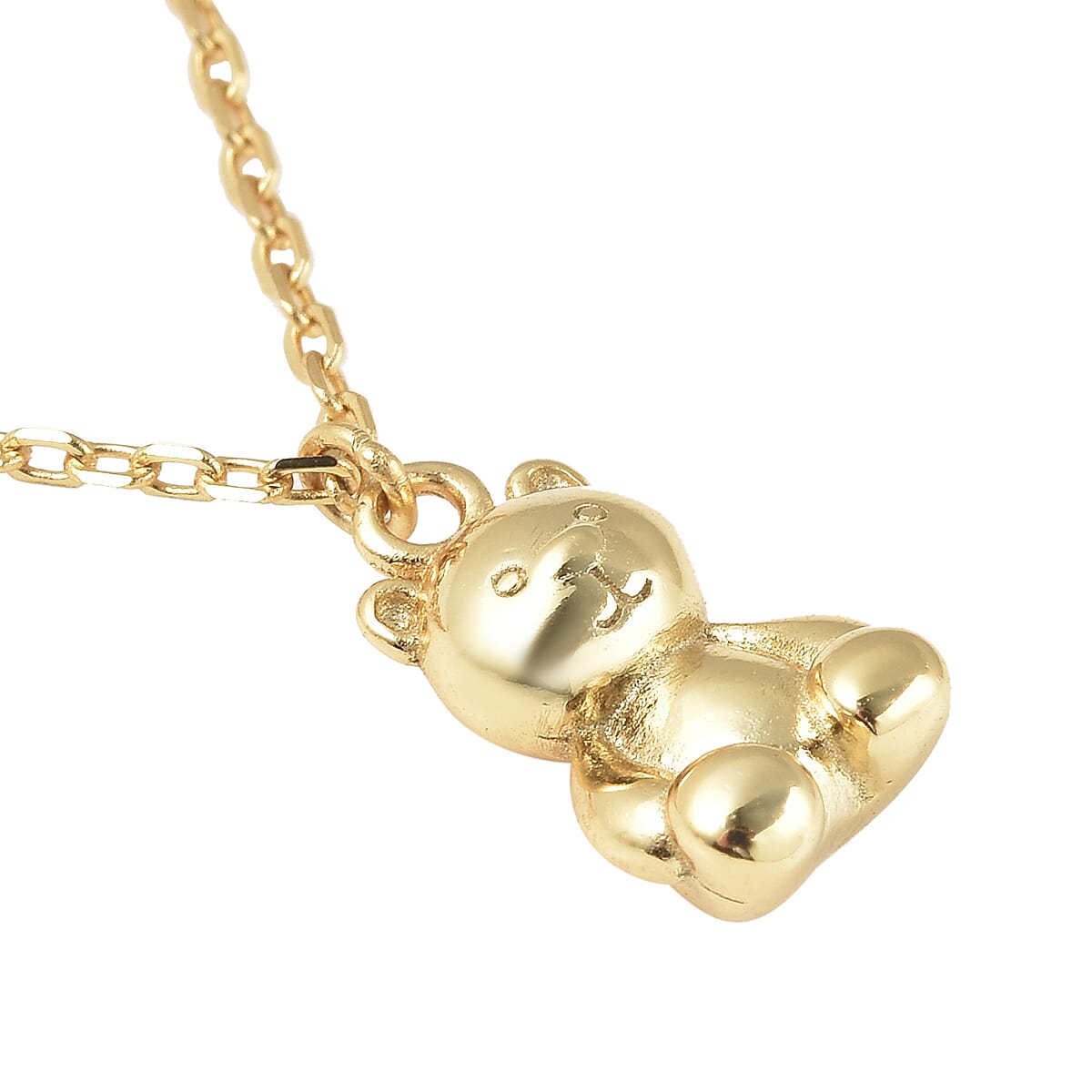 Dear Daughter, 14K YG Over Sterling Silver Teddy Bear Pendant Necklace Floral Card Gift Set 16.50 Inches 2.40 Grams image number 2