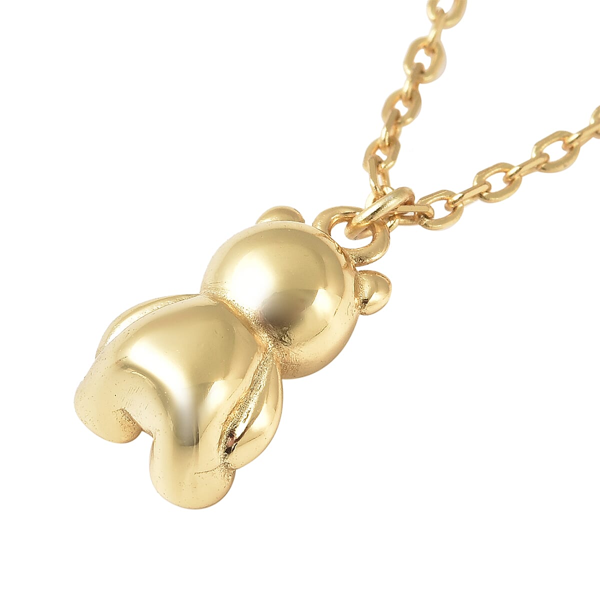 Dear Daughter, 14K YG Over Sterling Silver Teddy Bear Pendant Necklace Floral Card Gift Set 16.50 Inches 2.40 Grams image number 3