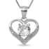 To the Mother of the Groom, Simulated Diamond Heart Pendant Necklace Gift Set, in Rhodium Over Sterling Silver 16 Inches 1.40 ctw image number 1