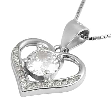 To the Mother of the Groom, Simulated Diamond Heart Pendant Necklace Gift Set, in Rhodium Over Sterling Silver 16 Inches 1.40 ctw image number 2