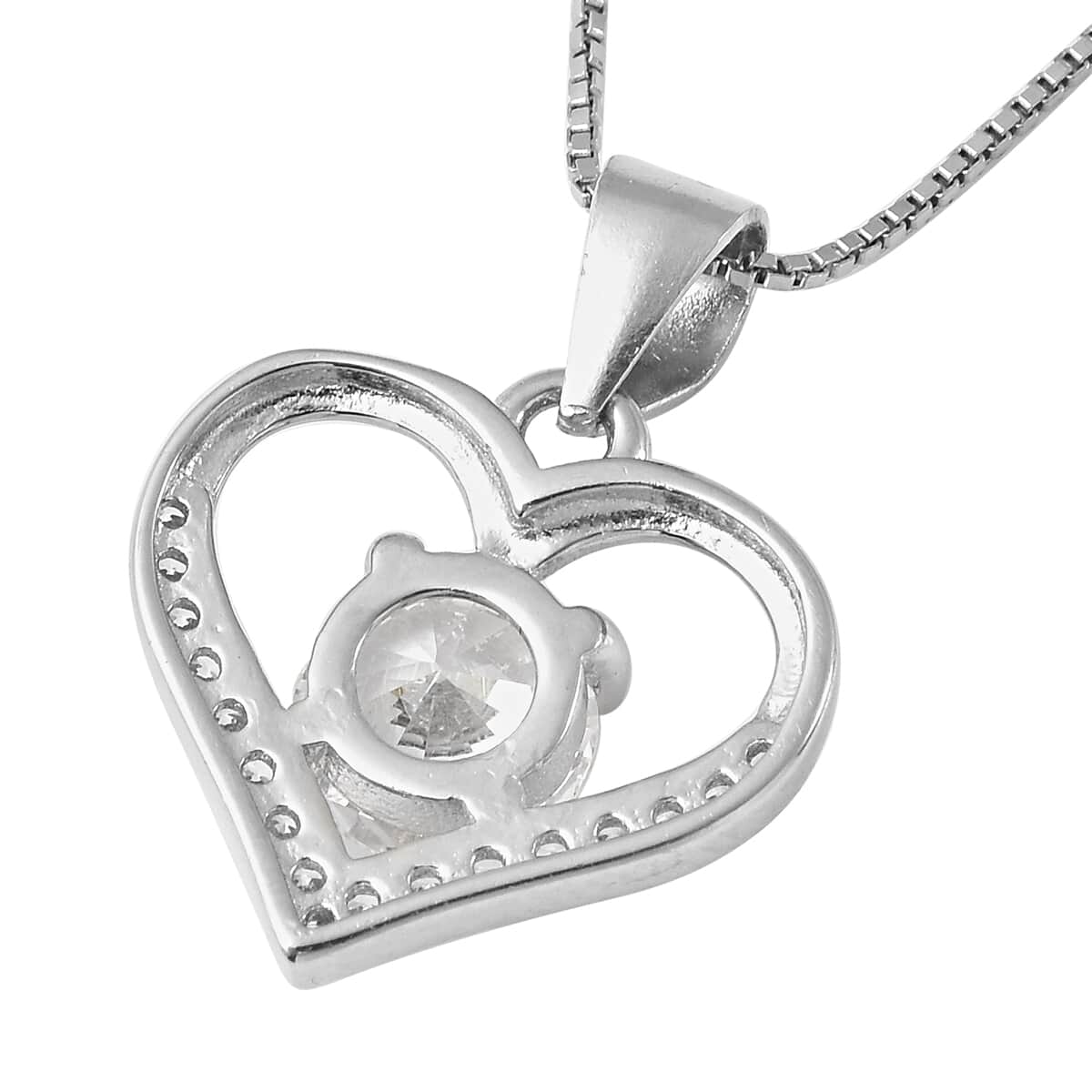 To the Mother of the Groom, Simulated Diamond Heart Pendant Necklace Gift Set, in Rhodium Over Sterling Silver 16 Inches 1.40 ctw image number 3