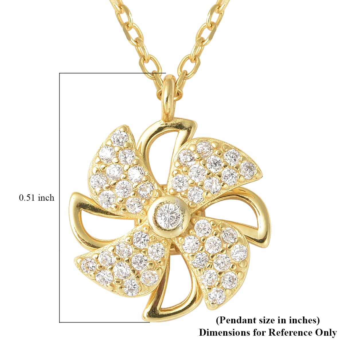 To My Soul Sister Jewelry Gift Box with Simulated White Diamond Windmill Pendant Necklace 16.50In in 14K YG Over Sterling Silver 0.65 ctw image number 5