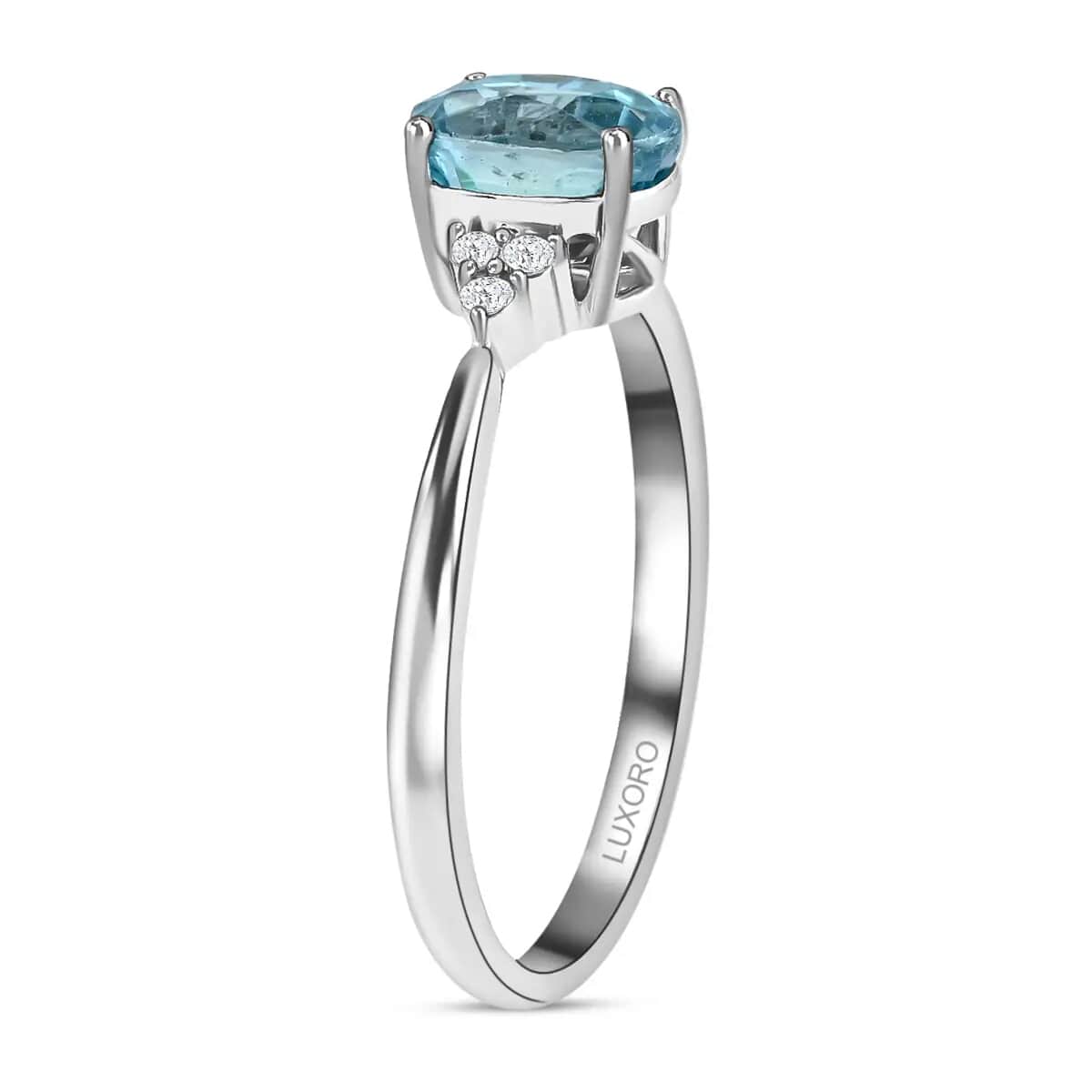 LUXORO 10K White Gold AAA Blue Zircon and G-H I2 Diamond Solitaire Ring 2.55 ctw image number 4