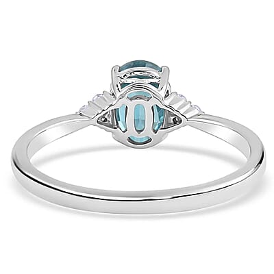 Luxoro 10K White Gold AAA Cambodian Blue Zircon, Diamond (G-H, I2) Solitaire Engagement Ring, Promise Rings For Women (Size 10.0) 2.55 ctw
