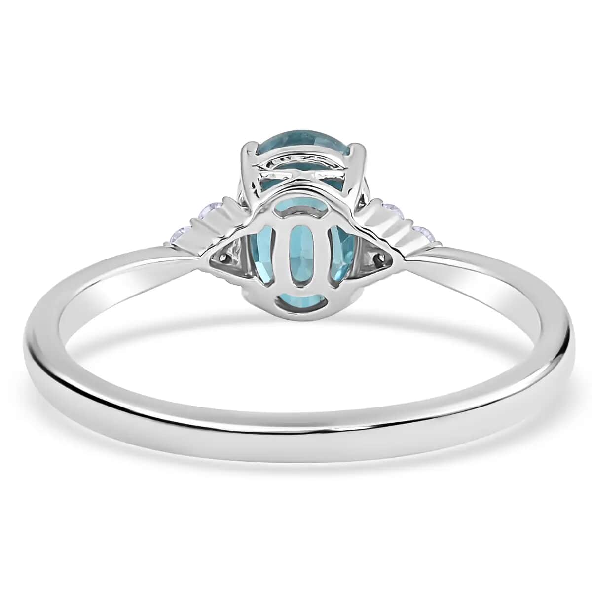LUXORO 10K White Gold AAA Blue Zircon and G-H I2 Diamond Solitaire Ring 2.55 ctw image number 5