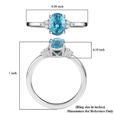 Luxoro 10K White Gold AAA Cambodian Blue Zircon, Diamond (G-H, I2) Solitaire Engagement Ring, Promise Rings For Women (Size 10.0) 2.55 ctw